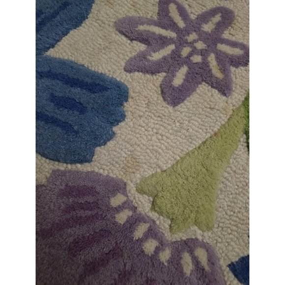 Pottery Barn Kids 100% Wool NAOMI FLORAL ROUND RUG 5 FT Round FAIR TRADE- READ - Picture 5 of 16
